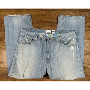 Levi's SilverTab Jeans True Boot Men's 40x32 Light Wash Distressed Vintage Y2K